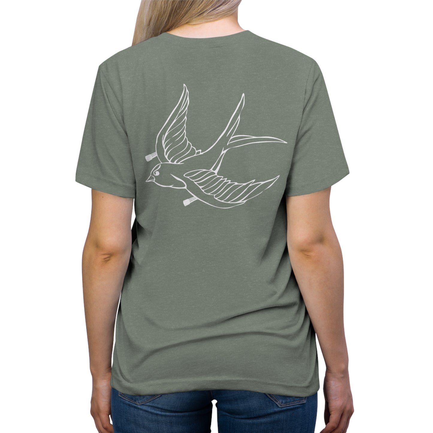 WKS Mini Bird on Back Triblend Tee 2-Sided Print